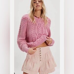Free People We The Free Fleur Denim Shorts. NWT. Blush pink